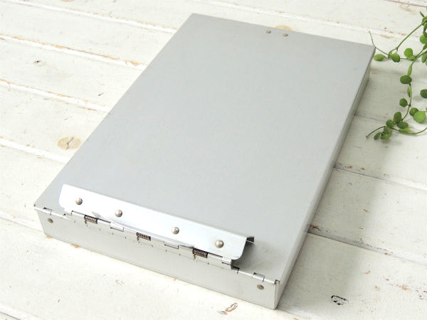 SAUNDERS 工業系・書類ケース付き・アルミ製・ビンテージ・バインダー クリップボード USA