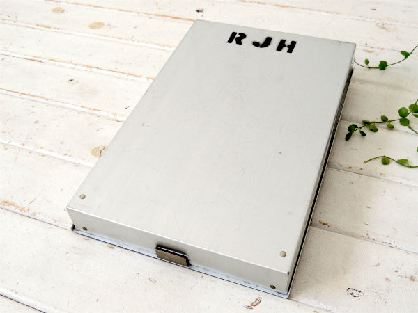 SAUNDERS 工業系・書類ケース付き・アルミ製・ビンテージ・バインダー クリップボード USA