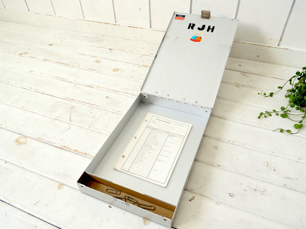 SAUNDERS 工業系・書類ケース付き・アルミ製・ビンテージ・バインダー クリップボード USA