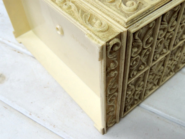 Lerner 素敵なエンボス模様・2段式・ヴィンテージ・ジュエリーケース/宝石箱/卓上チェスト