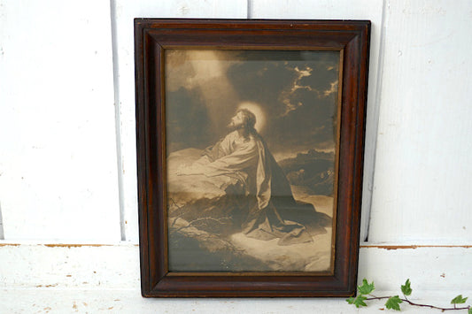 ゲツセマネの祈り1900 -1920年 イエスキリスト 木製フレーム アンティーク 額縁 装飾 聖品