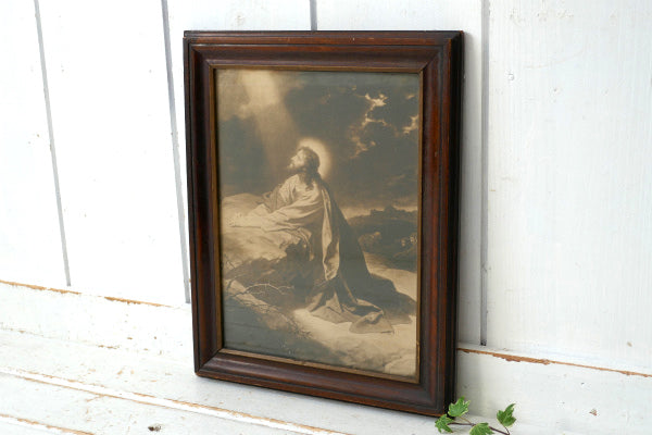 ゲツセマネの祈り1900 -1920年 イエスキリスト 木製フレーム アンティーク 額縁 装飾 聖品