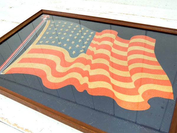 1912s~ 48星・波打ち 星条旗 アンティーク・アメリカ 国旗・イーグル・アートフレーム・USA