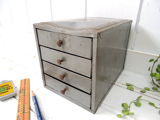 卓上チェスト グレー・工具箱 ヴィンテージ キャビネット 工業系 USA ガレージ