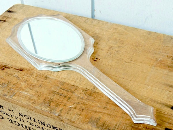 【クラシカルデザイン】ミッドセンチュリー・クリア・両面タイプ・ビンテージ・ハンドミラー・手鏡 USA
