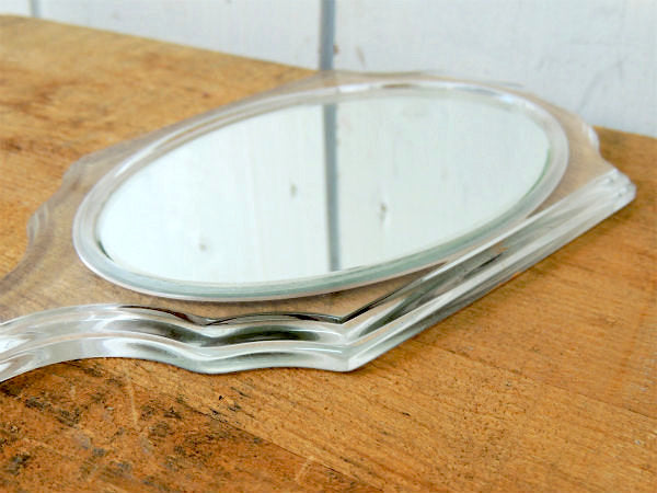 【クラシカルデザイン】ミッドセンチュリー・クリア・両面タイプ・ビンテージ・ハンドミラー・手鏡 USA