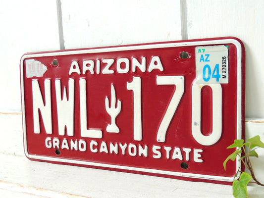 【ARIZONA・サボテン】グランドキャニオン・赤・ヴィンテージ・ナンバープレート・カーライセンス