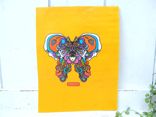 70年代 ピーターマックス バタフライ  デッドストック ヴィンテージ ブックカバー USA ヒッピームーブメント