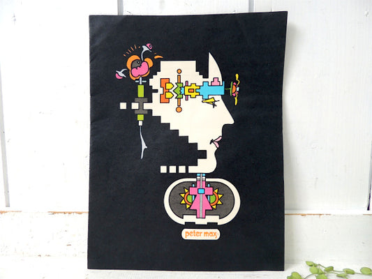 【ピーターマックス/黒色ベース/横顔】デッドストック・ヴィンテージ・ブックカバー/印刷物