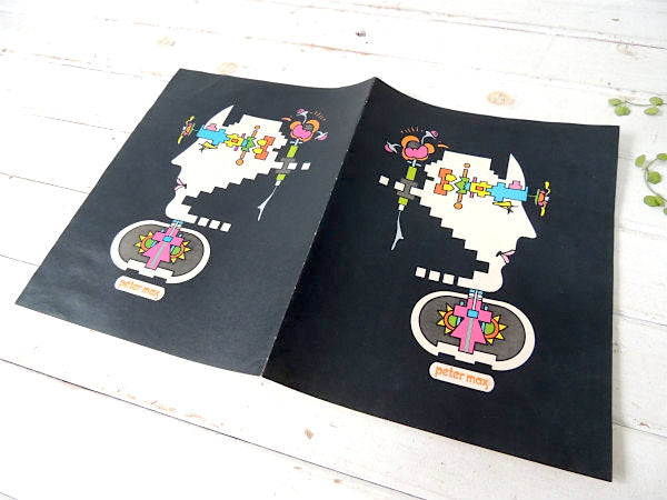 【ピーターマックス/黒色ベース/横顔】デッドストック・ヴィンテージ・ブックカバー/印刷物