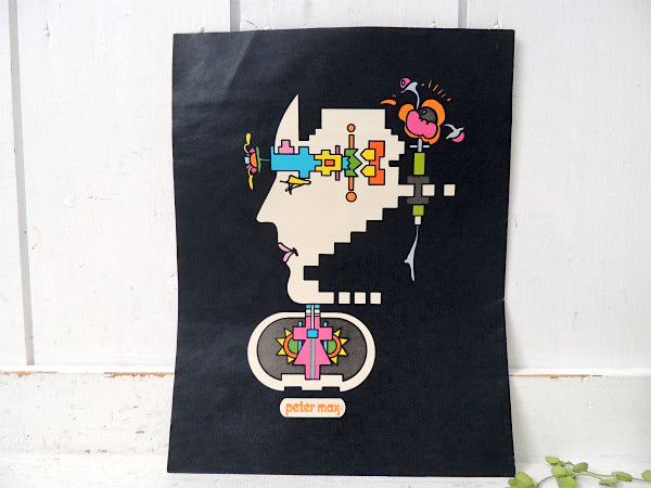 【ピーターマックス/黒色ベース/横顔】デッドストック・ヴィンテージ・ブックカバー/印刷物