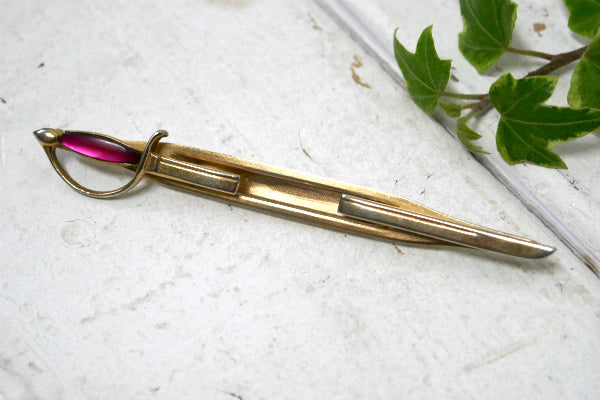 SWANK スワンク 剣 ヴィンテージ タイピン ゴールド×ワインレッド USA ミッドセンチュリー