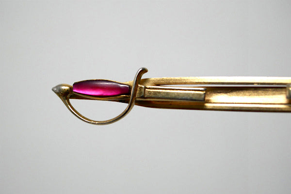 SWANK スワンク 剣 ヴィンテージ タイピン ゴールド×ワインレッド USA ミッドセンチュリー