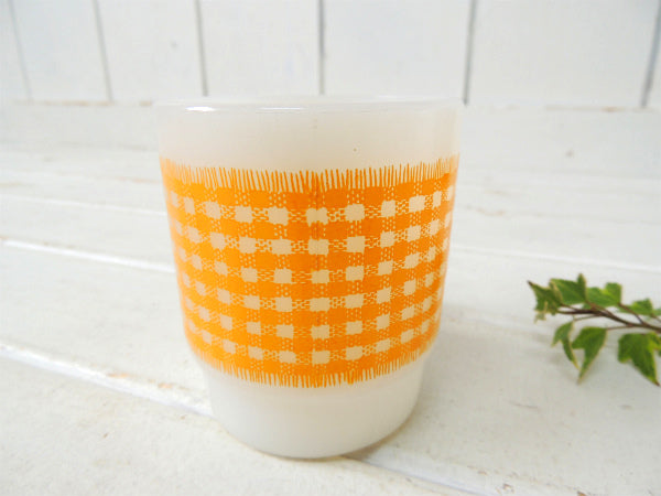 【FireKing】ギンガムチェック・イエロー・マグカップ/スタッキングマグ