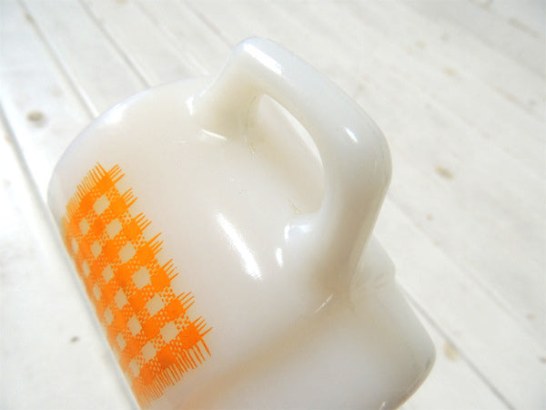 【FireKing】ギンガムチェック・イエロー・マグカップ/スタッキングマグ