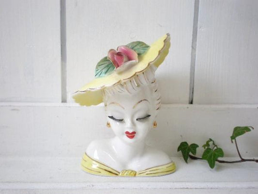 NAPCO JAPAN 里帰り品 人形 アンティーク ヘッドベース 陶器製 プランター オブジェ