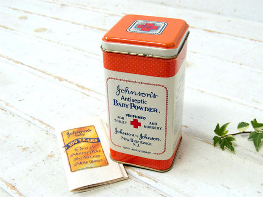 ジョンソン&ジョンソン 100周年・記念・ヴィンテージ・ベビーパウダー缶・USA・薬局