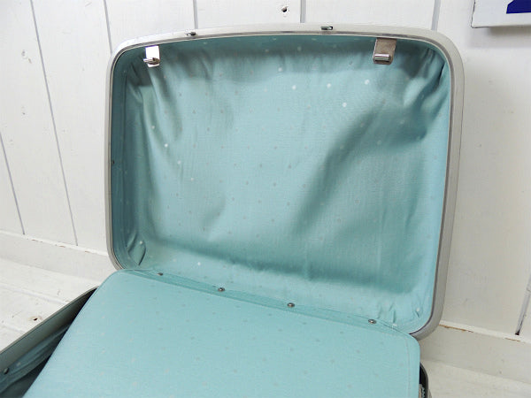 【サムソナイト・ドット・水玉柄】鍵付き・水色・ヴィンテージ・スーツケース・トランク