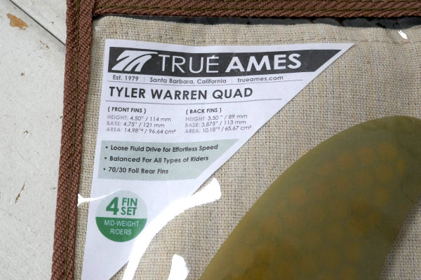 タイラー・ウォーレン・4FIN トゥルーアームス・クワッドフィン&パタゴニア限定ステッカー付き
