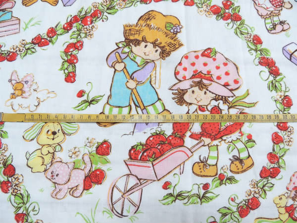 【ストロベリーショートケーキ】イチゴ柄・ヴィンテージ・ユーズドシーツ(ボックスタイプ)