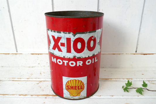 SHELL X-100 シェル モーターオイル ビンテージ オイル缶 USA サンフランシスコNY