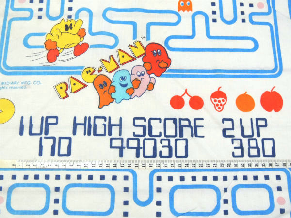 【パックマン】PAC-MAN・ゲーム・80'sヴィンテージ・ユーズドシーツ・生地・リメイク USA