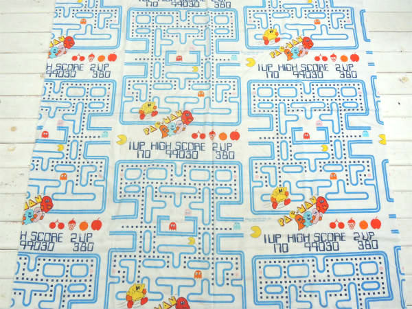 【パックマン】PAC-MAN・ゲーム・80'sヴィンテージ・ユーズドシーツ・生地・リメイク USA