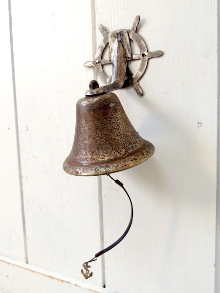 船舶・舵輪型・シャビーなアンティーク・港町・ドアベル・鐘・呼び鈴・マリン・ヨット