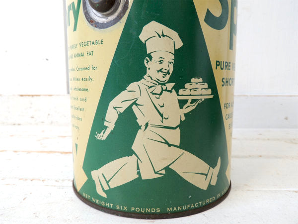 Spry ショートニング・ティン製・アンティーク・ラード缶・キッチン・USA・ケーキ・お菓子