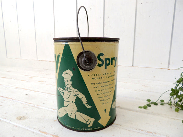 Spry ショートニング・ティン製・アンティーク・ラード缶・キッチン・USA・ケーキ・お菓子
