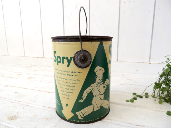 Spry ショートニング・ティン製・アンティーク・ラード缶・キッチン・USA・ケーキ・お菓子