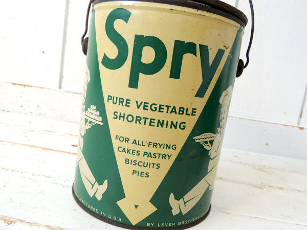Spry ショートニング・ティン製・アンティーク・ラード缶・キッチン・USA・ケーキ・お菓子