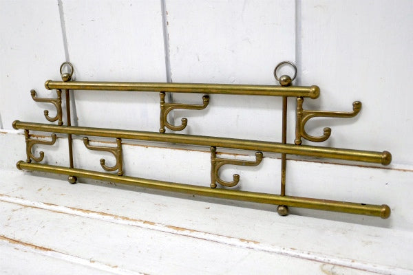 ミッドセンチュリー・真鍮製・折り畳み式・ヴィンテージ・ウォールフック・コートフック・ハットラック