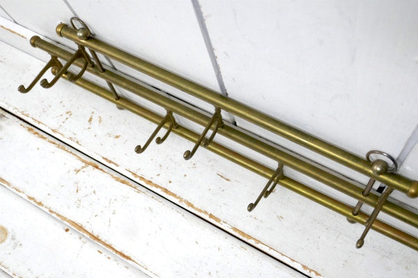 ミッドセンチュリー・真鍮製・折り畳み式・ヴィンテージ・ウォールフック・コートフック・ハットラック