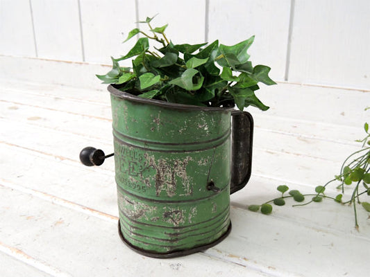 BROMWELL’S・BEE・ミントグリーン・オールド・アンティーク・シフター・粉ふるい・キッチン雑