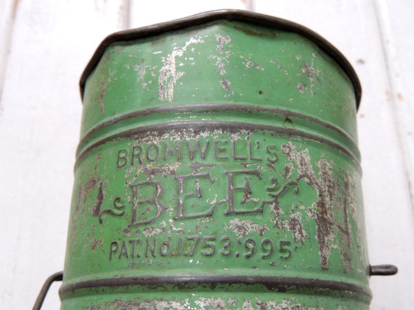 BROMWELL’S・BEE・ミントグリーン・オールド・アンティーク・シフター・粉ふるい・キッチン雑
