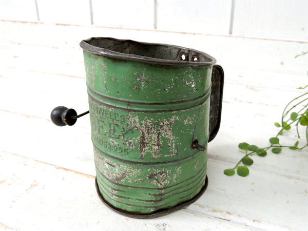 BROMWELL’S・BEE・ミントグリーン・オールド・アンティーク・シフター・粉ふるい・キッチン雑