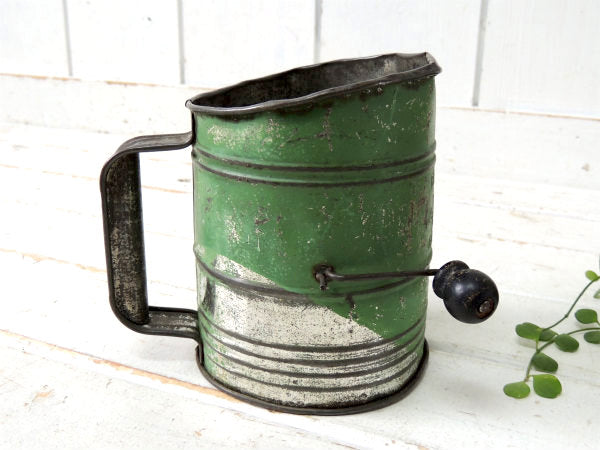 BROMWELL’S・BEE・ミントグリーン・オールド・アンティーク・シフター・粉ふるい・キッチン雑