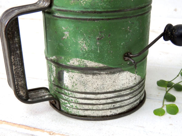 BROMWELL’S・BEE・ミントグリーン・オールド・アンティーク・シフター・粉ふるい・キッチン雑