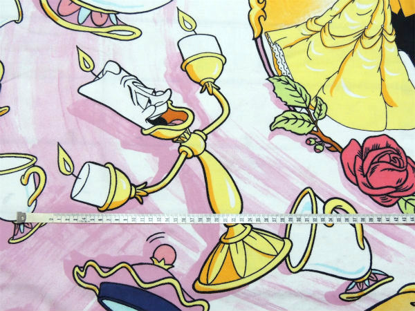 【美女と野獣】ポット夫人&ルミエール&コグスワース・大柄プリント・ユーズドシーツ(フラットタイプ)