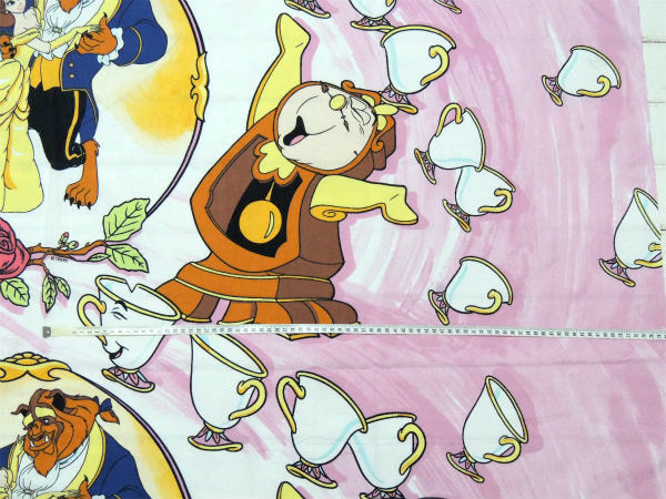 【美女と野獣】ポット夫人&ルミエール&コグスワース・大柄プリント・ユーズドシーツ(フラットタイプ)