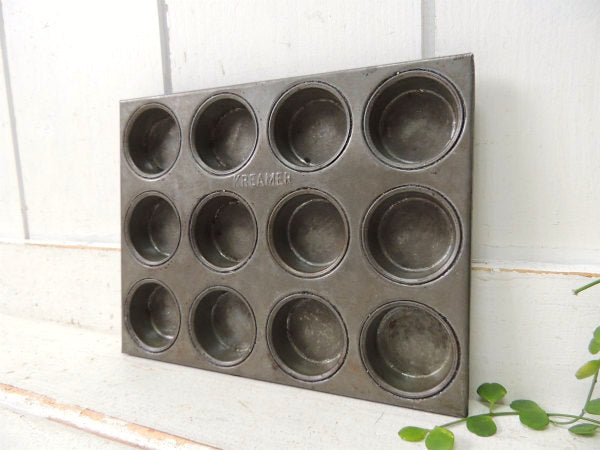 KREAMER ティン製・アンティーク・カップケーキ&マフィンモールド・菓子型・12穴 USA