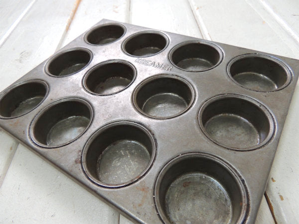 KREAMER ティン製・アンティーク・カップケーキ&マフィンモールド・菓子型・12穴 USA