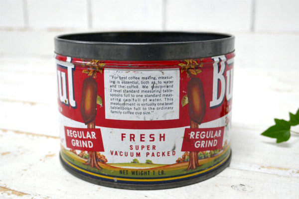 【Butter-Nut Coffee・ネブラスカ】ブリキ製・ヴィンテージ・コーヒー缶・ガーデニング