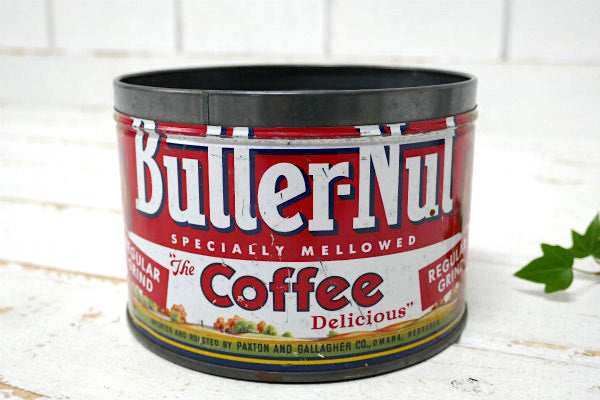 【Butter-Nut Coffee・ネブラスカ】ブリキ製・ヴィンテージ・コーヒー缶・ガーデニング