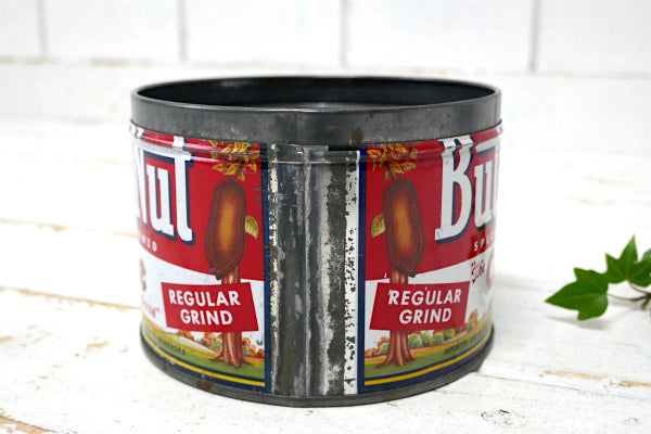 【Butter-Nut Coffee・ネブラスカ】ブリキ製・ヴィンテージ・コーヒー缶・ガーデニング