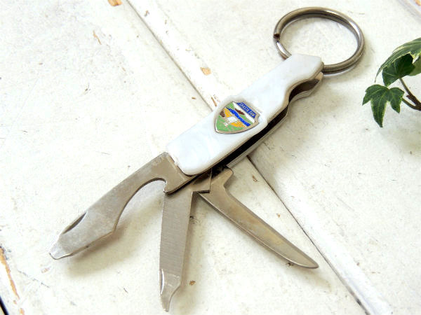 US カリフォルニア ビンテージ・デッドストック・キーホルダー・ポケットナイフ・栓抜き・キャンプ道具