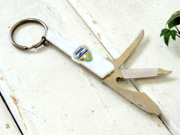 US カリフォルニア ビンテージ・デッドストック・キーホルダー・ポケットナイフ・栓抜き・キャンプ道具