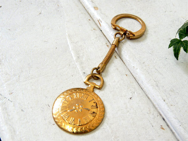 懐中時計・ゴールドトーン・ヴィンテージ・デッドストック・キーホルダー・アクセサリー USA
