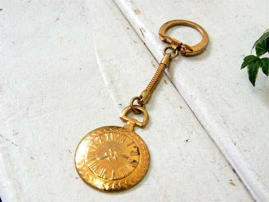 懐中時計・ゴールドトーン・ヴィンテージ・デッドストック・キーホルダー・アクセサリー USA